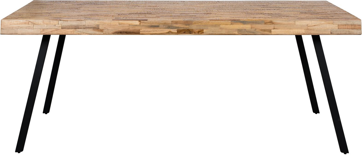 Spisebord Studio White Suri Ubehandlet Teaktræ Med Sorte Metalben 200x90 Cm