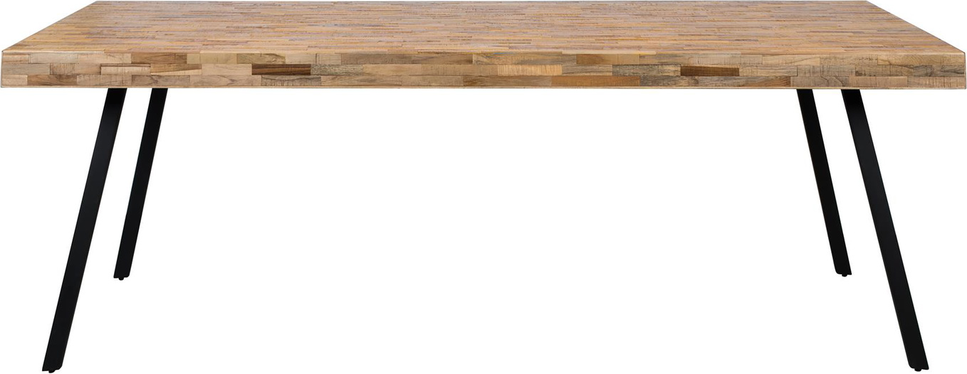 Spisebord Studio White Suri 220x100 Cm Natur Teak Ubehandlet Sort Metalramme