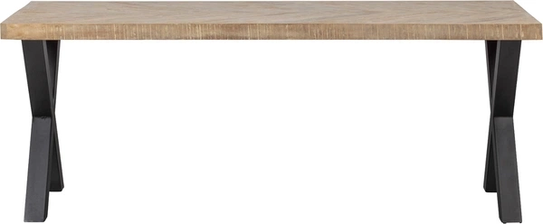 Spisebord Woood Tablo Herringbone   Mangotræ   Sildebensmønster Plankebord    Sort Alkmaar Metalben  Plads Til  -  Pers  H75ã L200ã D90 Cm