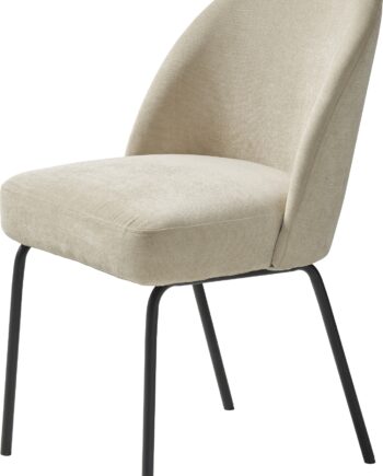 Spisebordsstol Creston Fra Nordique Design   Sandfarvet Chenille  Polstret Sæde   Sort Metalstel   Fsc Mix 70