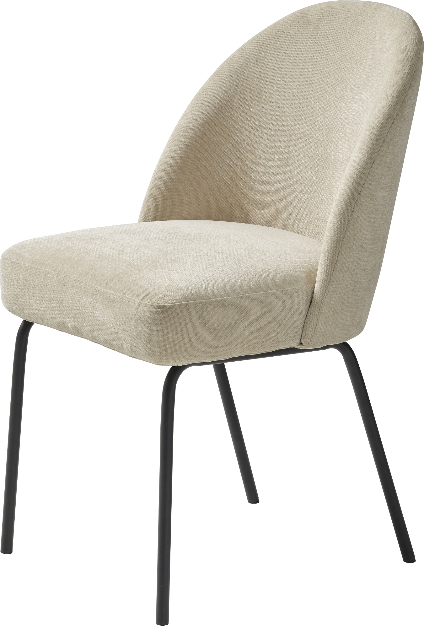 Spisebordsstol Creston Fra Nordique Design   Sandfarvet Chenille  Polstret Sæde   Sort Metalstel   Fsc Mix 70
