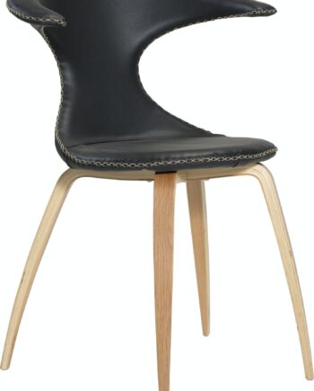 Spisebordsstol Dan-form Denmark Flair   Sort Læder   Egetræsben   Moderne Nordisk Design