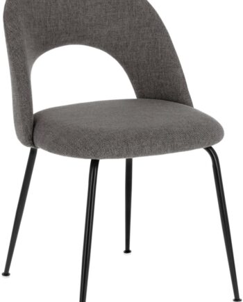 Spisebordsstol Kave Home Mahalia Nordisk Moderne Polstret Grå Stof Metalramme