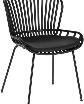Spisebordsstol Kave Home Surre Mat Sort Plast Med Syntetisk Læderhynde Moderne Nordisk Design