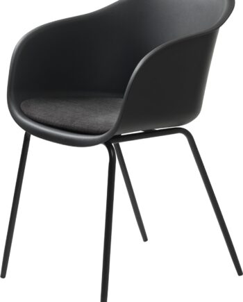 Spisebordsstol Med Armlæn Nordique Design Topley   Sort Metalstel  Mørkegrå Fame 140 Stof  H83   B56 Cm