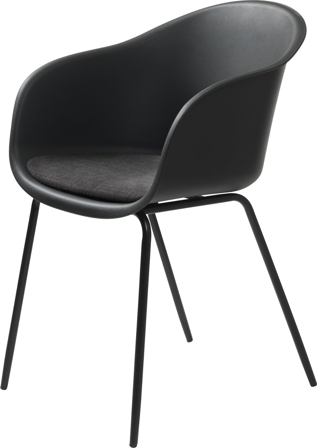Spisebordsstol Med Armlæn Nordique Design Topley   Sort Metalstel  Mørkegrå Fame 140 Stof  H83   B56 Cm
