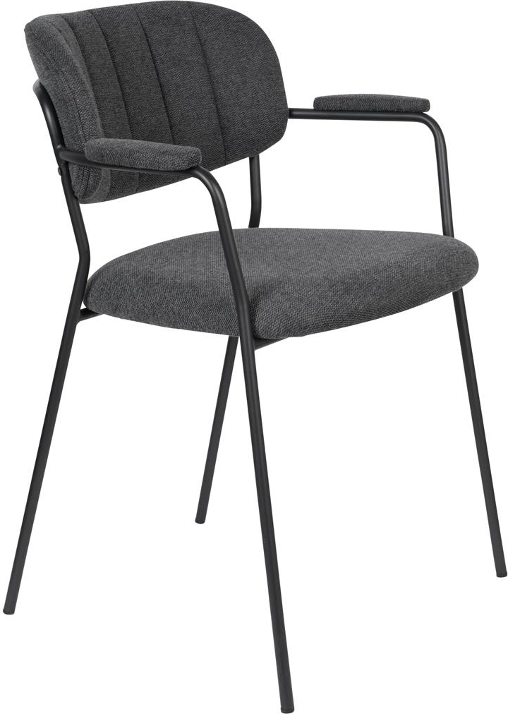 Spisebordsstol Med Armlæn Studio White Jolien Polstret Stof Askegrå H78xb60 5xl56 Cm