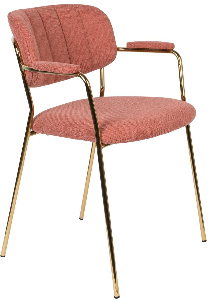Spisebordsstol Med Armlæn Studio White Jolien Rødbrun Polstret Stof H78xb60 5xd56 Cm