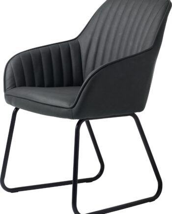 Spisebordsstol Nordique Design Brooks   Grå Kunstlæder Med Armstøtte Og Sorte Metalben H84ã B58