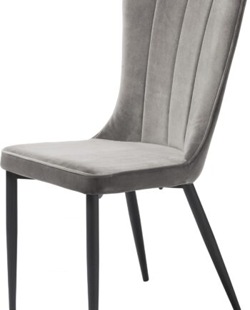 Spisebordsstol Nordique Design Hudson Fløjlsfinish Grå Med Sorte Metalben   51     60     98   Cm