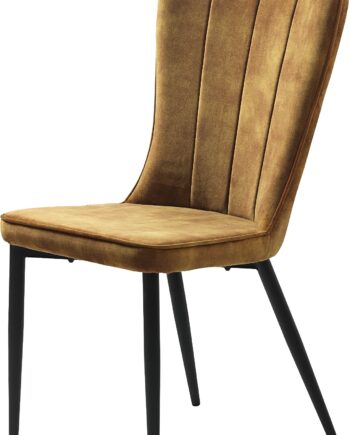 Spisebordsstol Nordique Design Hudson   Ravfarvet Fløjl Med Sorte Metalben   Elegant Høj Ryg Og Komfortabelt Design
