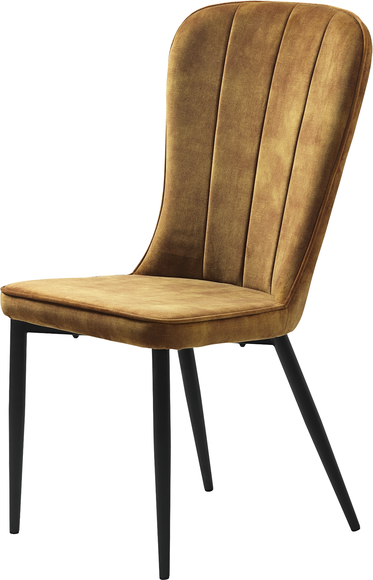 Spisebordsstol Nordique Design Hudson   Ravfarvet Fløjl Med Sorte Metalben   Elegant Høj Ryg Og Komfortabelt Design