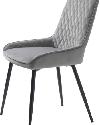 Spisebordsstol Nordique Design Milton Fløjl Grå  H85ã B52 Cm  Sorte Metalben
