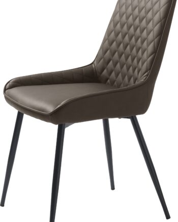 Spisebordsstol Nordique Design Milton   Brun Vintage Pu-kunstlæder Med Sorte Metalben