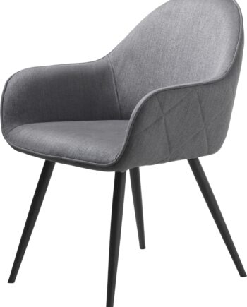 Spisebordsstol Nordique Design Minto   Grå Fly1311-stof Med Armlæn Og Sorte Metalben