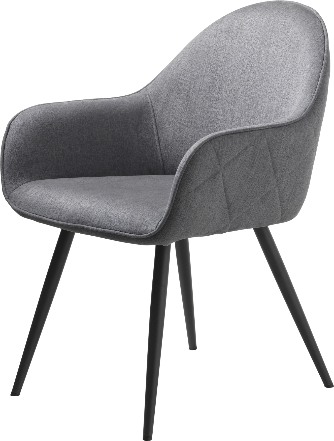 Spisebordsstol Nordique Design Minto   Grå Fly1311-stof Med Armlæn Og Sorte Metalben