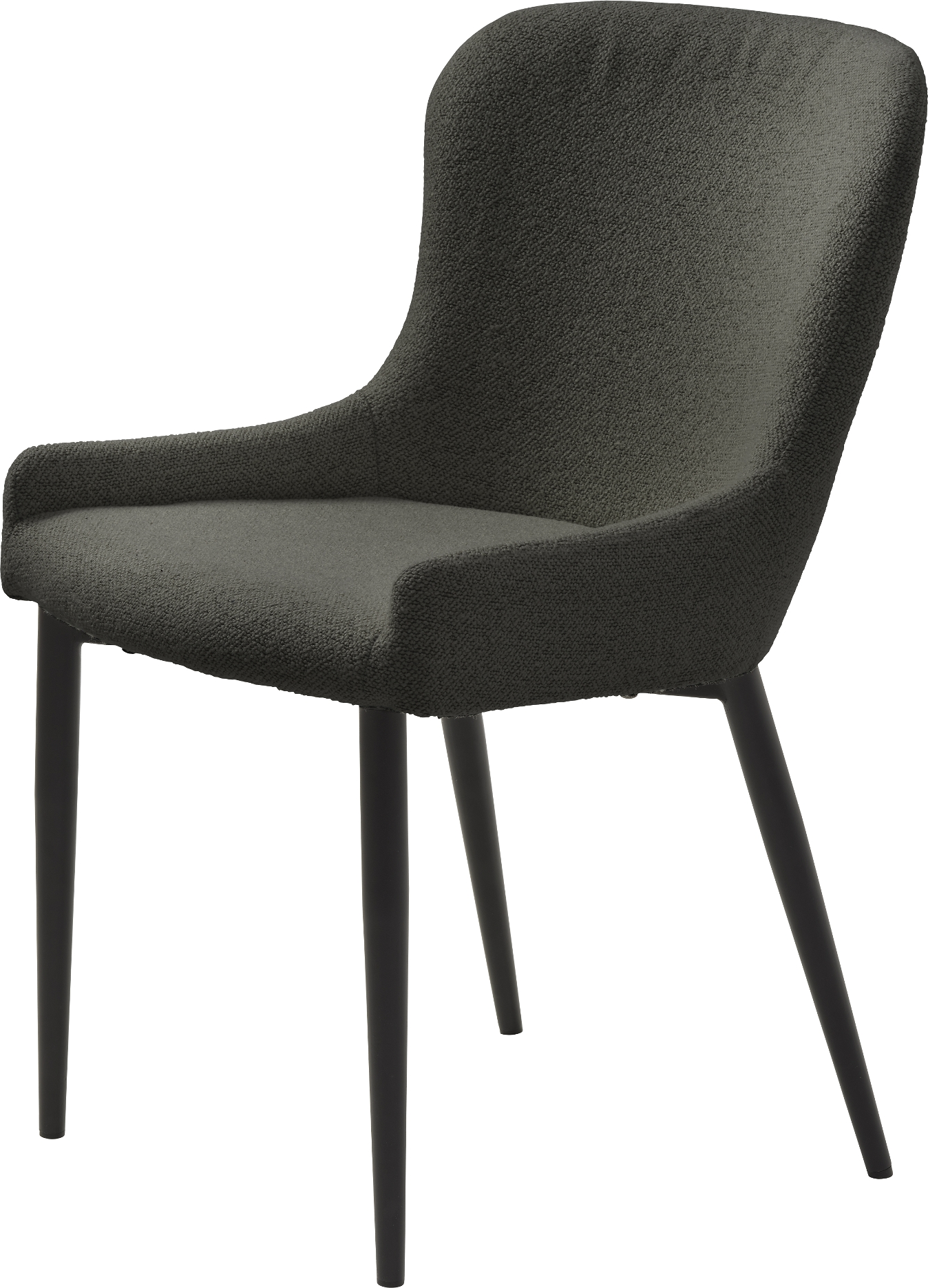 Spisebordsstol Nordique Design Ontario   Mørkegrå Bouclé Stof Med Sorte Metalben