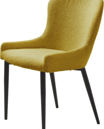 Spisebordsstol Nordique Design Ontario Sennepsgul Bouclé Med Armlæn  Sort Metalben