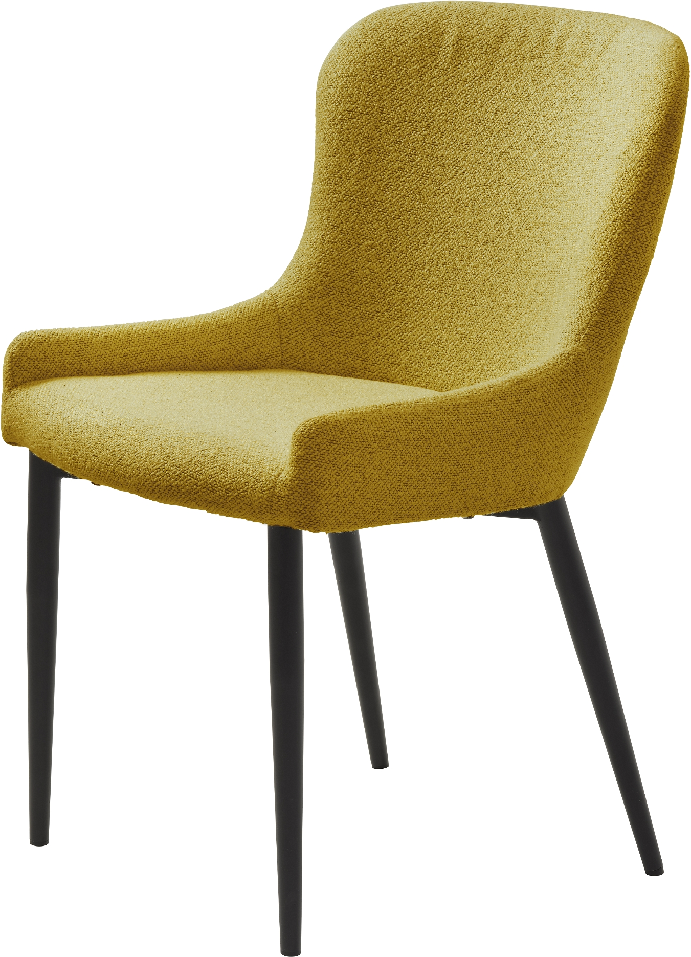Spisebordsstol Nordique Design Ontario Sennepsgul Bouclé Med Armlæn  Sort Metalben