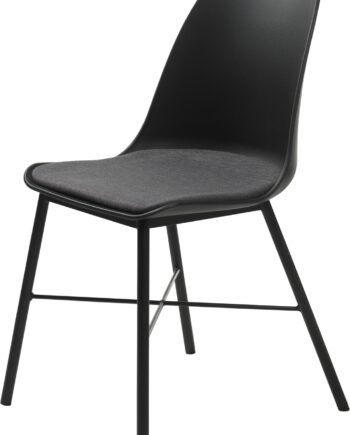 Spisebordsstol Nordique Design Whistler   Sort Plastskal Med Polstret Sæde   100   Polyester For Ekstra Komfort  Metalben  H83ã B47 Cm