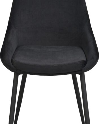 Spisebordsstol Rowico Sierra  -pak Sort Velour Med Ergonomisk Sæde Og Pulverlakerede Metalben