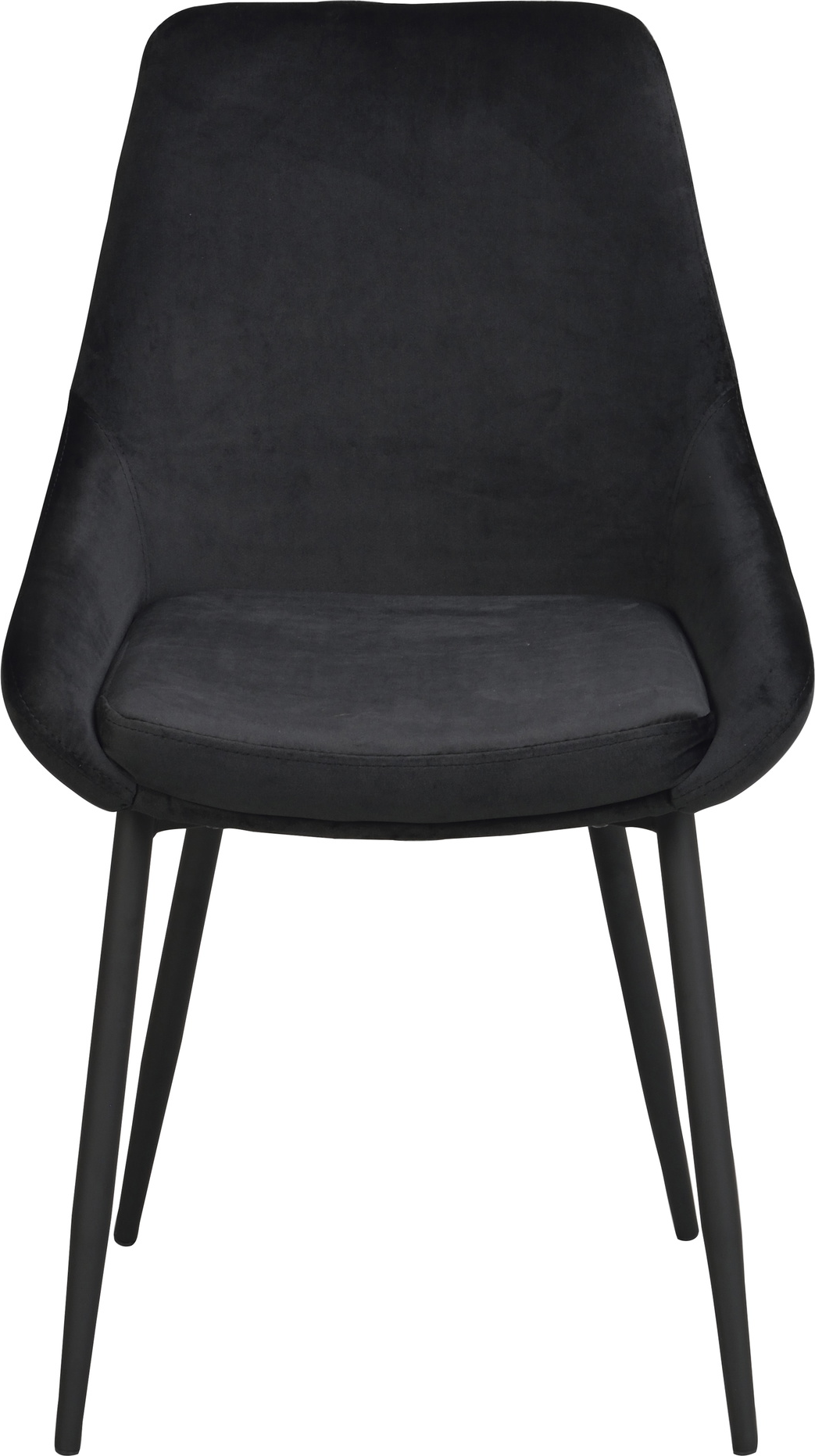 Spisebordsstol Rowico Sierra -pak Sort Velour Med Ergonomisk Sæde Og Pulverlakerede Metalben
