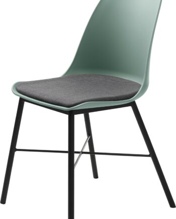 Spisebordsstol Spisestol Nordique Design Whistler  Polstret Rio-stof Grøn  Sort Metalstel  H83   B47 Cm