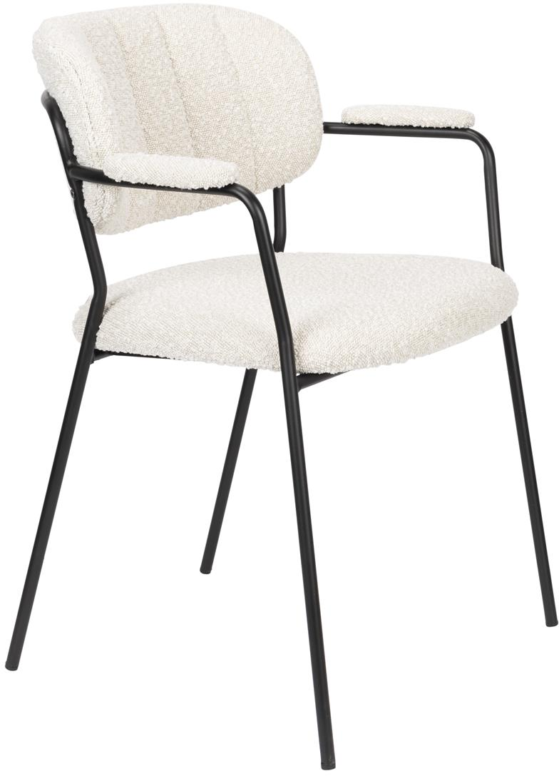 Spisebordsstol Spisestuestol Med Armlæn Studio White Jolien Hvid Polstret Stof Metalstel H78ã B60 5ã L56 Cm