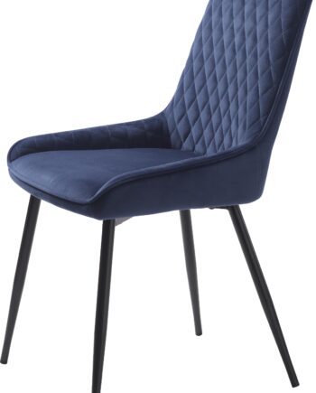 Spisebordsstol Spisestuestol Nordique Design Milton  -pak Blå Fløjl Med Sorte Metalben H85ã B52 Cm