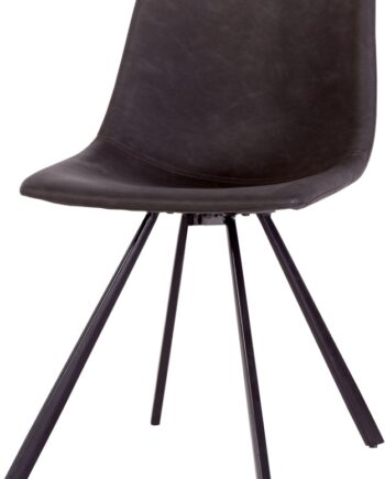 Spisebordsstol   Spisestuestol Nordique Design Yukon   Sort Vintage Pu-læder  Metalben