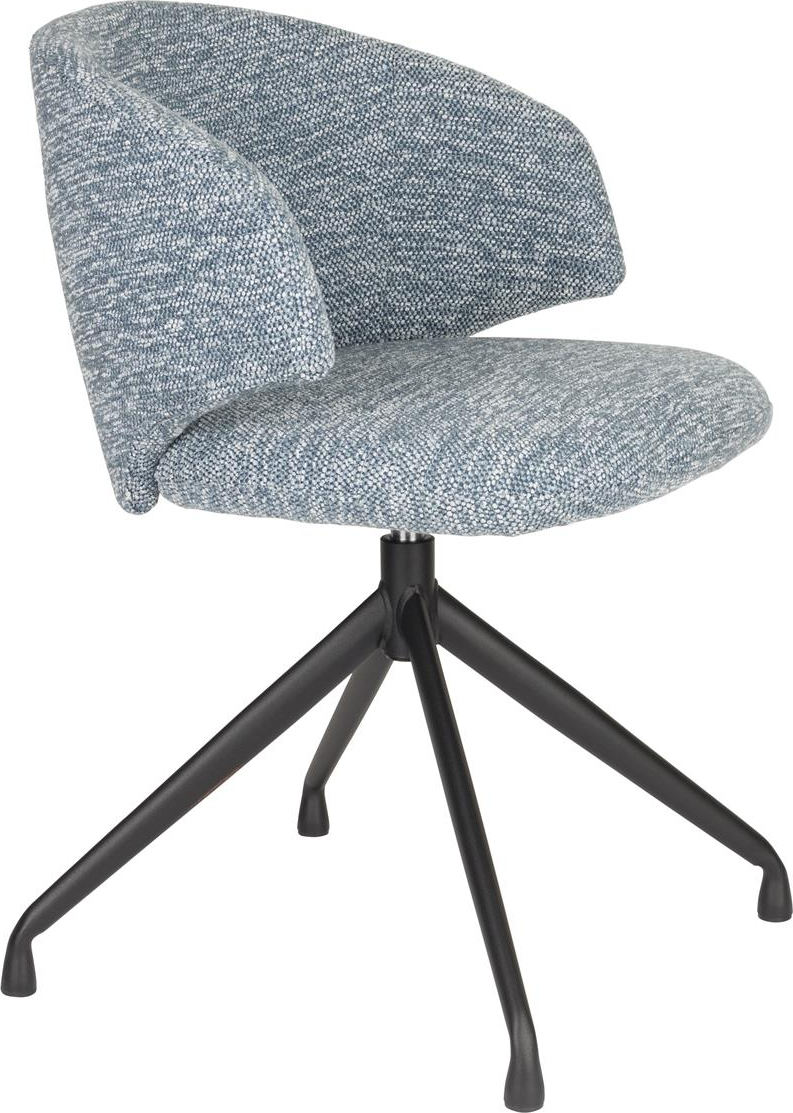 Spisebordsstol Studio White Balado Polstret Grå Polyester Med Drejefunktion Og Sort Jernbase