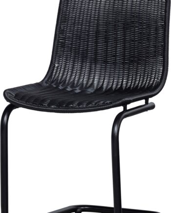 Spisebordsstol Uden Armlæn Woood Willem   Sort Flettet Rattan Og Metal   H84ã B44ã D56 Cm