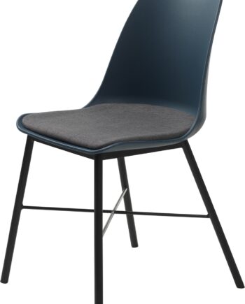 Spisebordsstol  -pak Nordique Design Whistler   Mørkeblå Plastskal  Gråt Rio Polyester Sæde  Metalben  H83ã B47 Cm