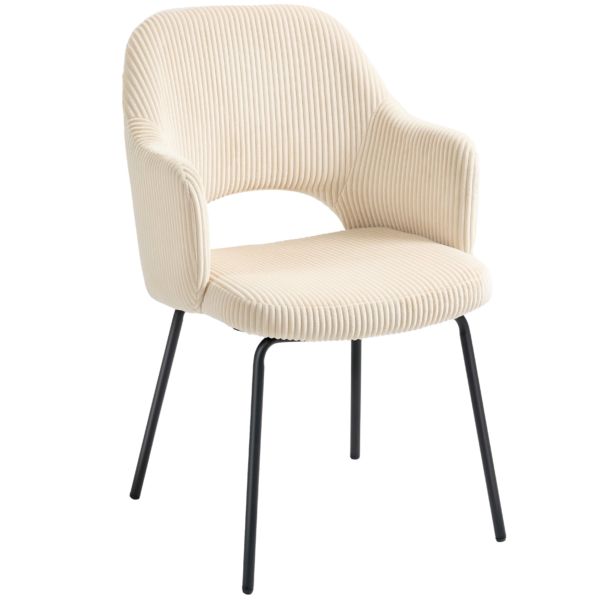 Spisestol  Corduroy-polstring  Skalform  Metalben  Fodhynde  Beige