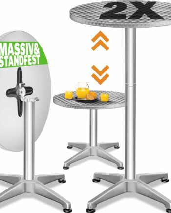 Ståborde Sæt Af    Aluminium  ø60 Cm  Foldbar  Højdejusterbar  Sølv