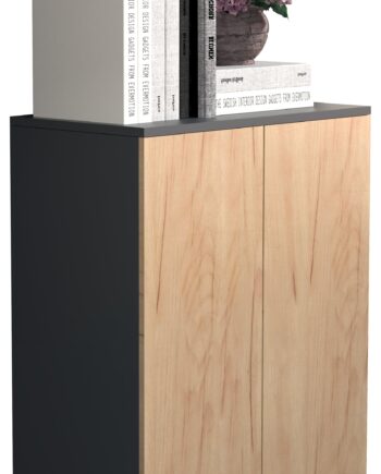 Stilfuld Kommode     73      60      32 Cm  Naturfarvet Med Sider   Antracit Farve