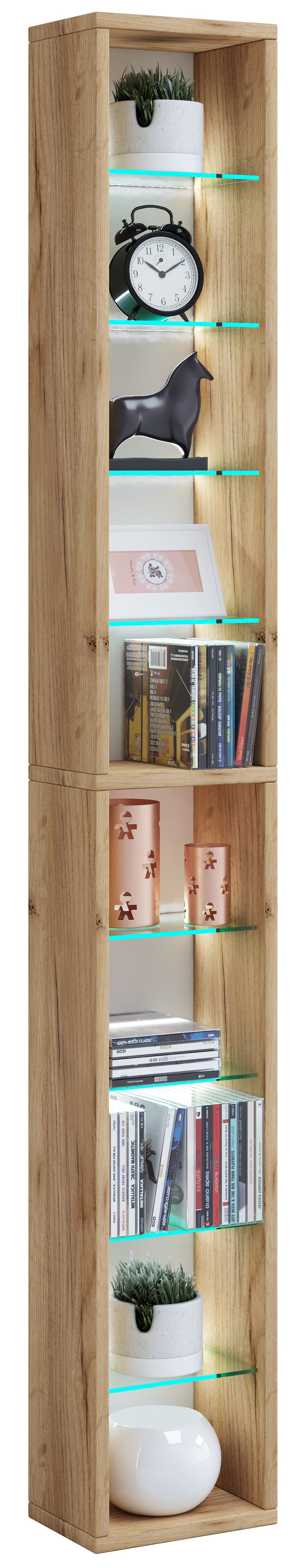 Stilfuld Reol Til 204 Cd Er  72 Dvd Er     152      21      20 Cm  Naturfarvet