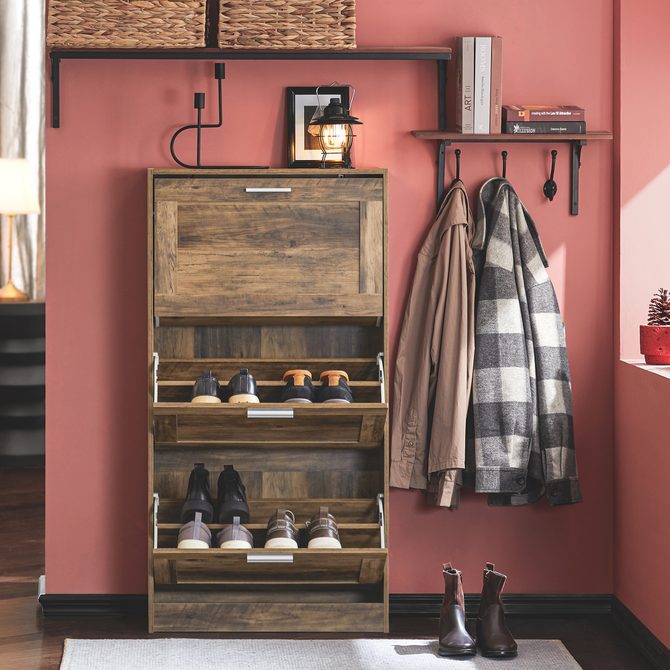 Stilren Skoskab   Japandi-look  60x23x115 Cm  Brun