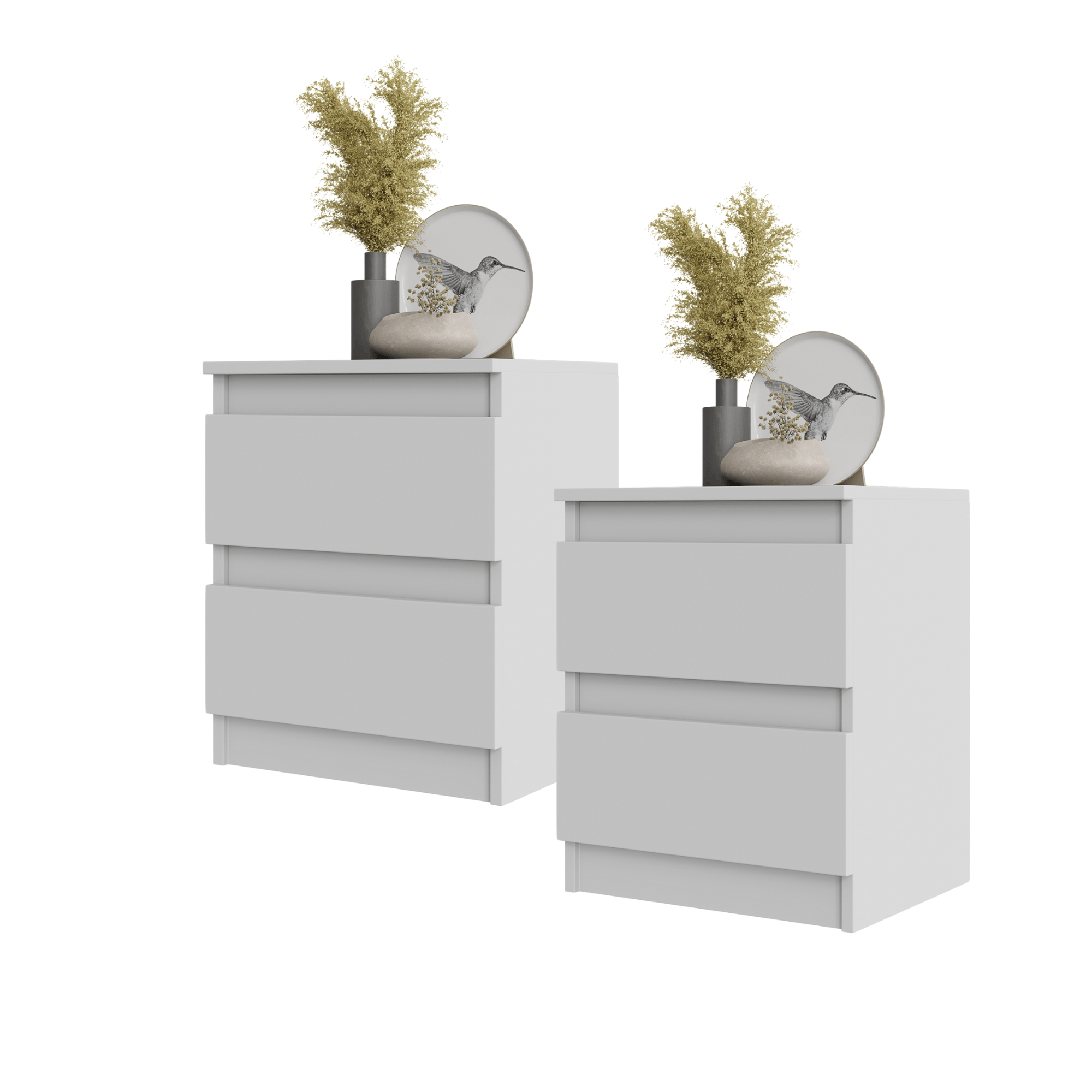 Stk  Gabriel Big   Natbord   Sengebord Med   Skuffer   Mat Hvid   H50 Cm B41 Cm D33 Cm