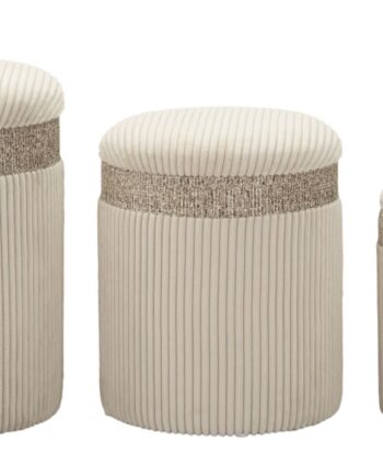 Taburetter   Creme  Mdf Og Polyester   40x5x49 Og 35x42 Og 31x38 Cm