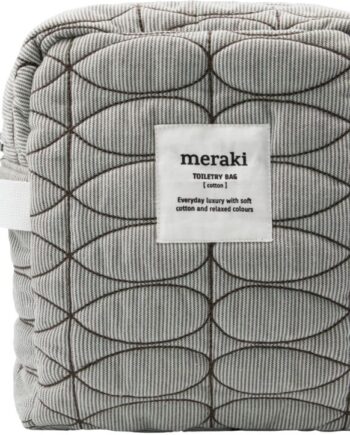 Toilettaske Meraki Mentha  Quiltet Bomuld Kosmetiktaske  Lys Grå Armygrøn  23x10x26 Cm