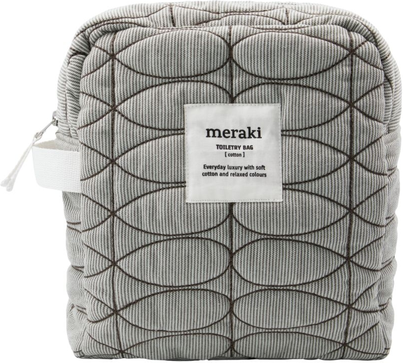 Toilettaske Meraki Mentha  Quiltet Bomuld Kosmetiktaske  Lys Grå Armygrøn  23x10x26 Cm