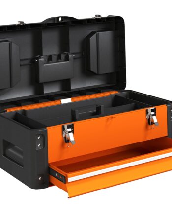 Tom Værktøjskasse  49     25     23 Cm Værktøjskasse Med Skuffe  Minikasse Stål Orange