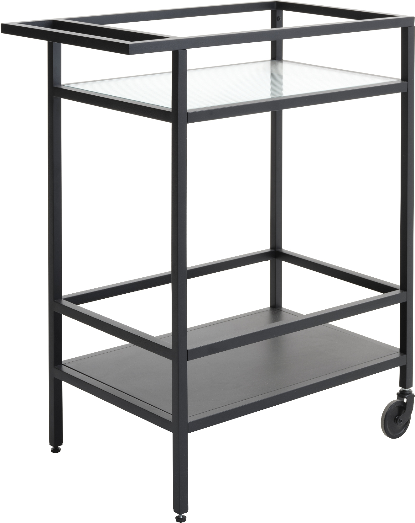 Trolley Nordique Design Bronco Sort Serveringsvogn   Metal Og Hærdet Glas    Niveauer