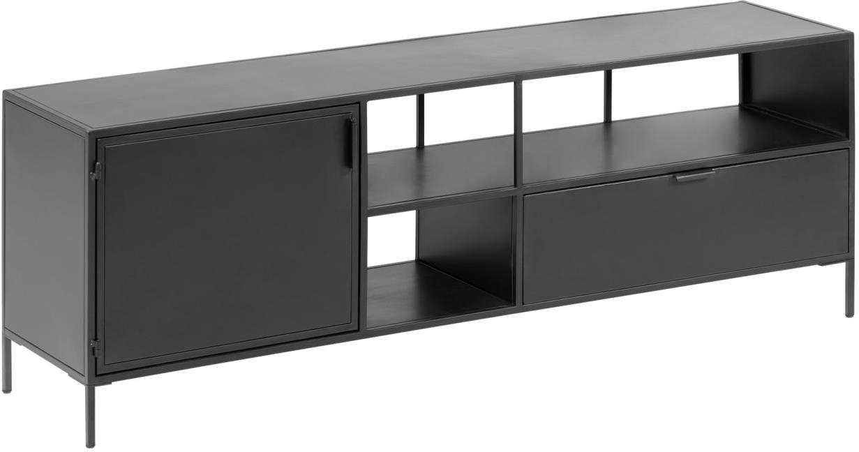 Tv-bord Kave Home Shantay Sort Pulverlakeret Stål H50ã L150ã D35 Cm Industrielt Design