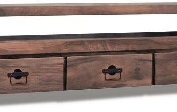 Tv-bord Obuzi Hayfay   Massivt Rosentræ   Sort Jern 200x40x50 Cm Med   Skuffer
