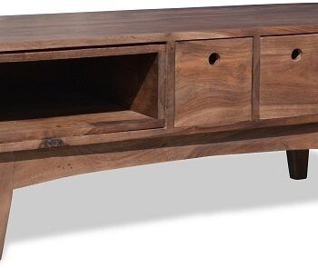 Tv-bord Obuzi Stuka Tv-møbel   Massivt Rosentræ Med Sort Jernstel 110x40x45 Cm
