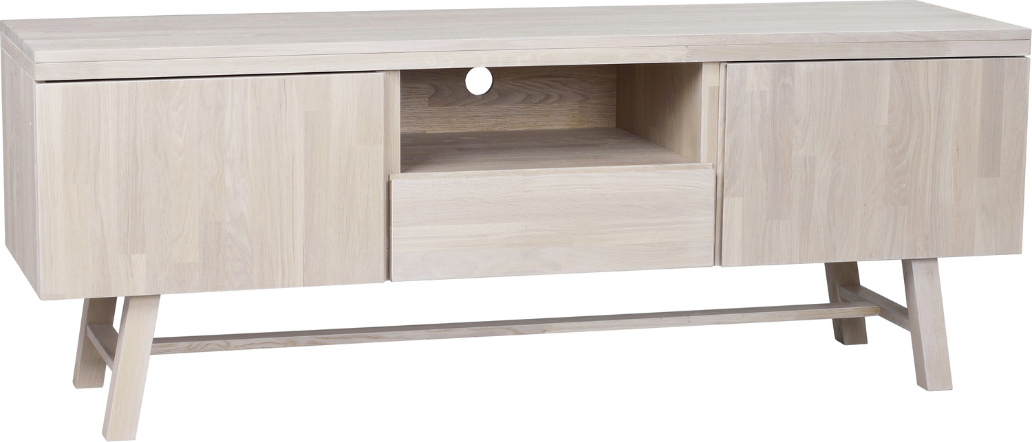 Tv-bord Rowico Brooklyn   Hvidkalket Fsc-certificeret Egetræ Med Soft-close Og Kabelstyring