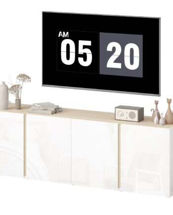 Tv-bord Til 65-tommer  Tv-skab Med Soft-close-døre  Justerbare Hylder  Kabelhuller  Til Stue  Hvid