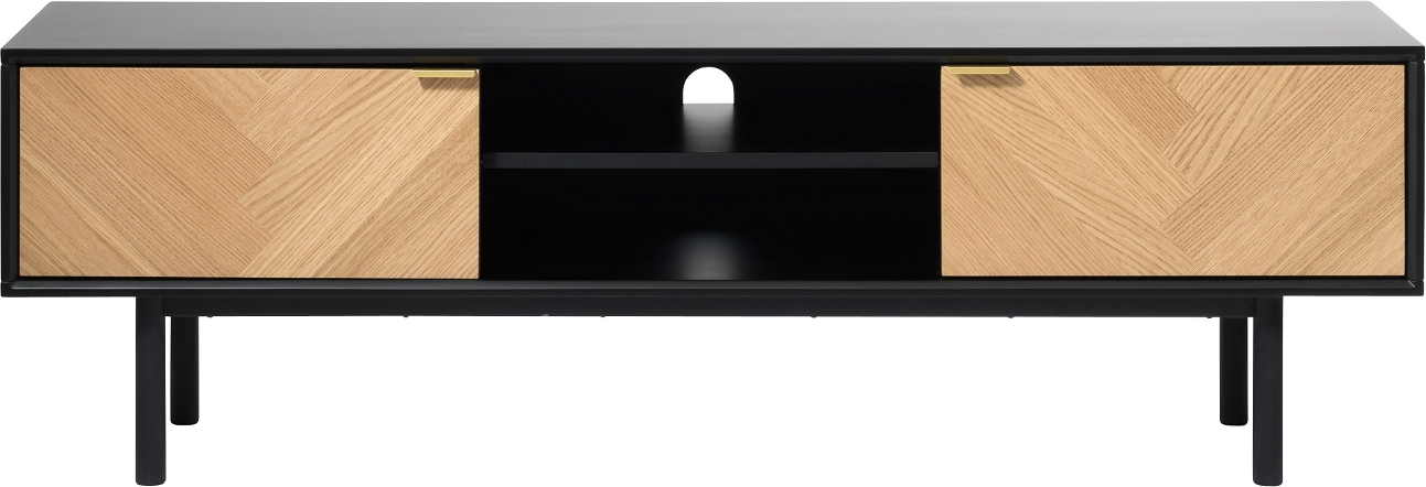 Tv-bord Tv-møbel Nordique Design Calvi   Egetræ   Sort Mdf   160x43x50 Cm